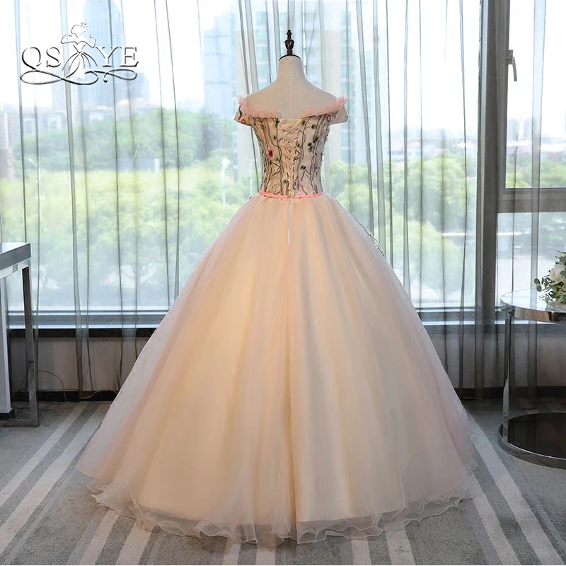 Qsyye бальное платье длинные Выпускные платья Robe De Soiree с открытыми плечами 3D Цветы Кружево Тюль Формальное вечернее платье вечерние платье на заказ