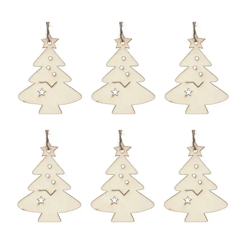 6Pcs Wooden Snowflake Santa Claus Snowman Laser Cut Christmas Tree Hanging Decor for kids gifts #2o24 (8)