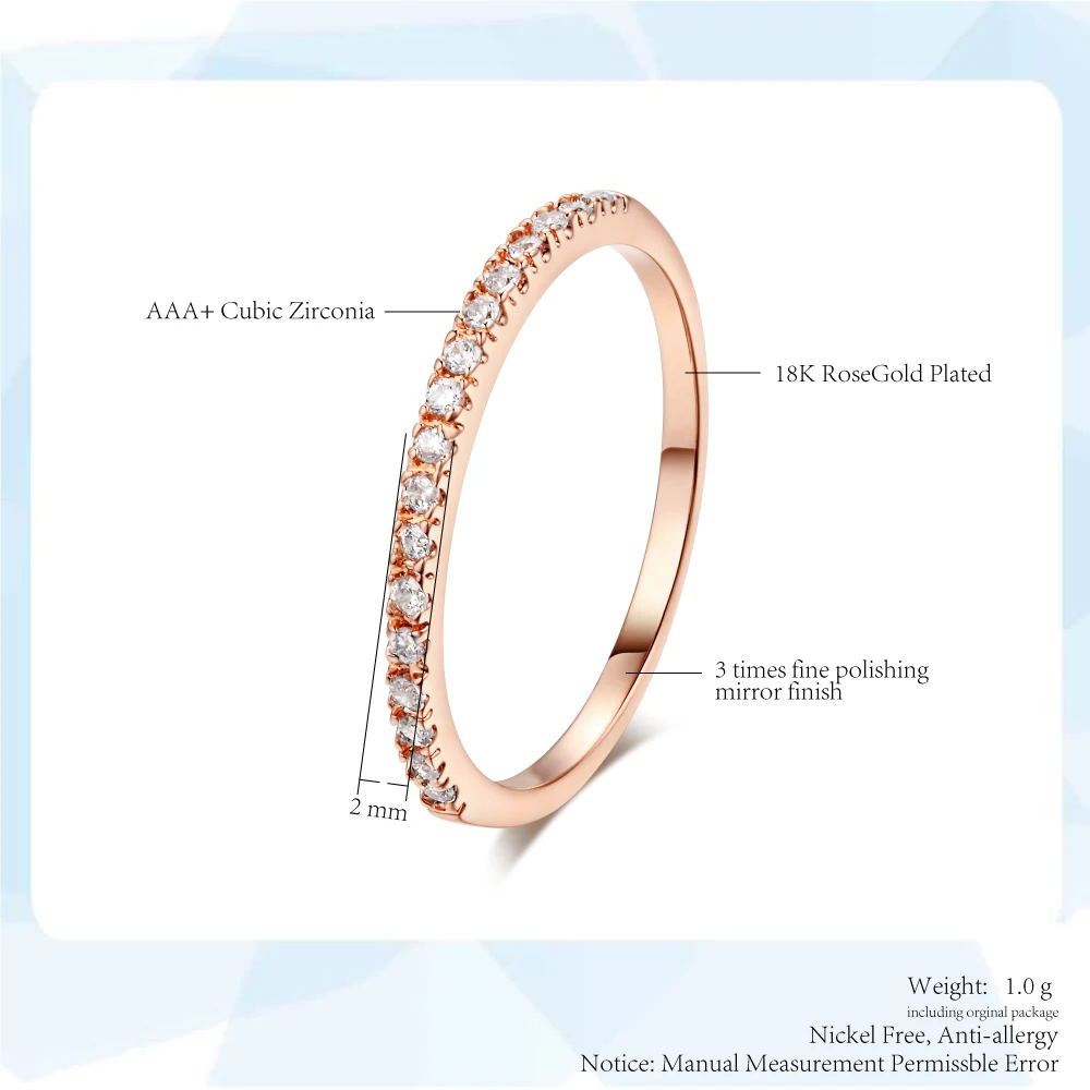 Wedding Ring For Women Man Concise Classical Multicolor Mini Cubic Zirconia Rose Gold Color Fashion Jewelry R132 R133 ZHOUYANG - Image 2