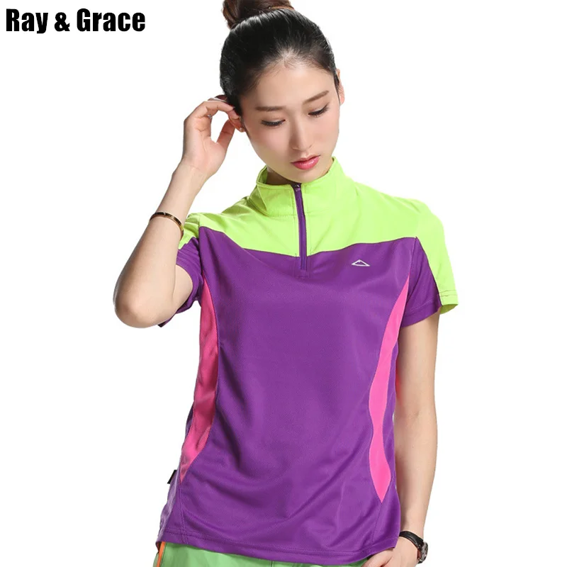 

RAY GRACE Sports T-shirt Women Quick Dry Breathable Wicking Running Tshirt Workout Tops Female Fitness Short Sleeve T Shirt