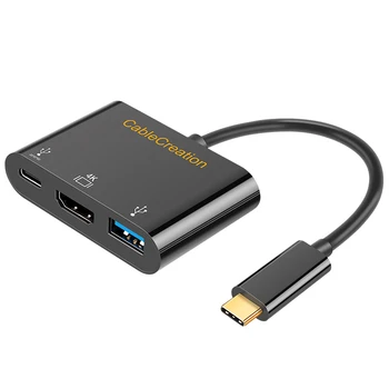

USB-C Conveter Adapter 3in1 Type C to HDMI 4K Female USB 3.0 USB-C Data Sync Hub Compatible MacBook Pro 2017 Macbook Air 2018