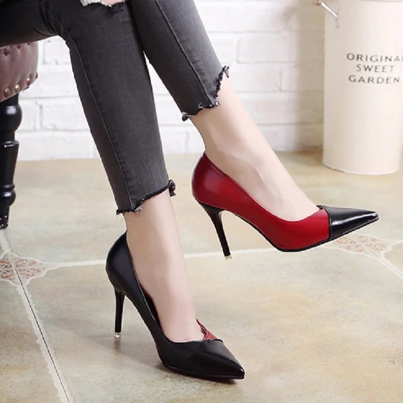 Cresfimix women fashion 2018 high quality pu leather slip on high heels lady cute multi color 9cm high heel shoes zapatos a2428
