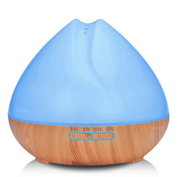 

400ml Ultrasonic Air Humidifier Wood Grain Essential Oil Aroma Diffuser with 7 Color Changing LED Lights for Home car Office