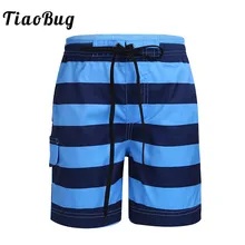 Tiaobug детская быстросохнущая эластичная кулиска на талии в полоску, Шорты для плавания для мальчиков летние пляжные шорты для серфинга шорты купальные трусы