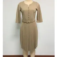 Женские плиссированные платья, осень, модное платье со средним рукавом, женское элегантное офисное платье с поясом, красное, синее