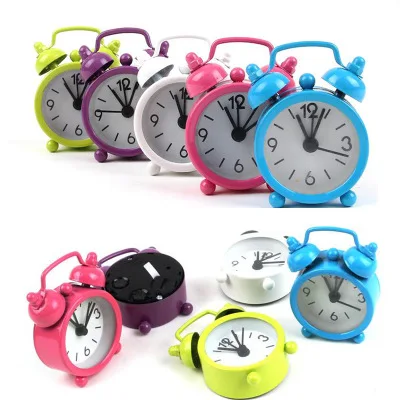

New Home Outdoor Portable Cute Mini Cartoon Dial Number Round Desk Alarm Clock For Kid House Decoration