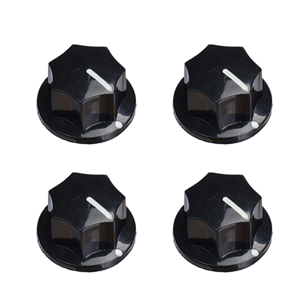 4Pcs 20x11mm Guitar Effect Pedal Knob Cap Cover Heptagon For Guitar Tone Volume Control Button Replacement  Accessories Black