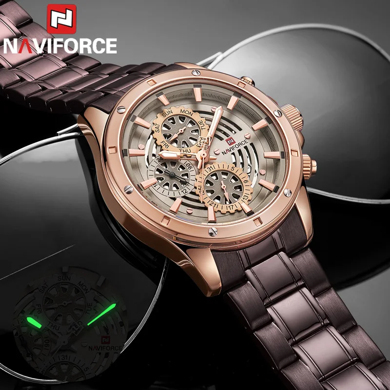 Часы наручные NAVIFORCE Мужские кварцевые брендовые Роскошные спортивные