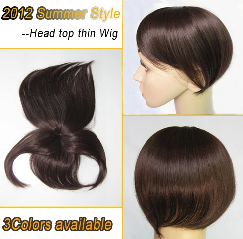 Women Top Head Skin Thin Wig Top Skin Wig Synthetic Wigs 5 Colors