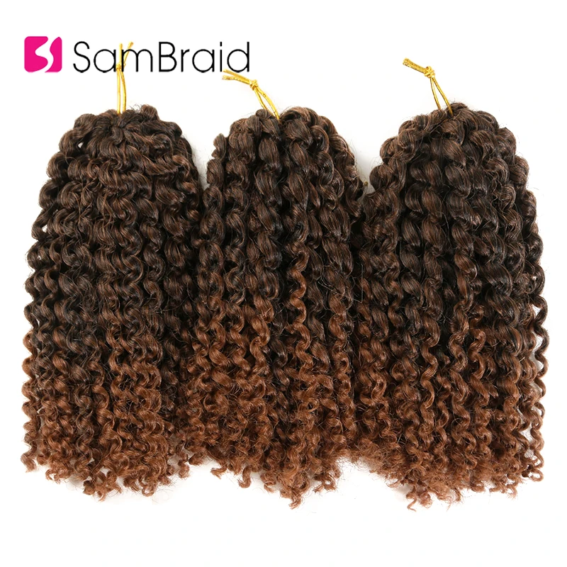 

SAMBRAID искусственные кучерявые волосы вязанные косички 8 дюймов кудряшки Омбре плетение волос Marlybob канекалон синтетические волосы для наращивания