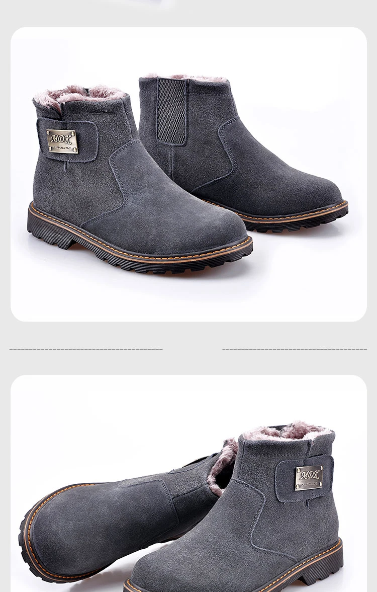 Brand Men's Boots Quality Male Shoes Suede Leather Drive Shoe Warm Fur Winter Casual Snow Bot Man Mens Ankle Boots (15)