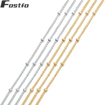 

5 Meter/lot 1.2mm Metal Copper Twisted Chains With 2mm Beads Ball For Diy Necklace Long Chain Pendent Jewelry Making Supplies