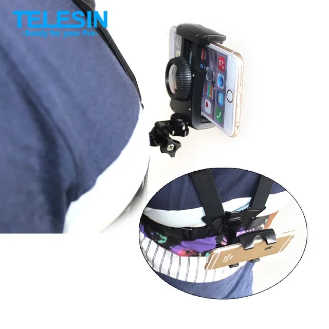 TELESIN Universal Mobile Phone Chest Mount Harness Strap Holder and Cell Phone Clip for