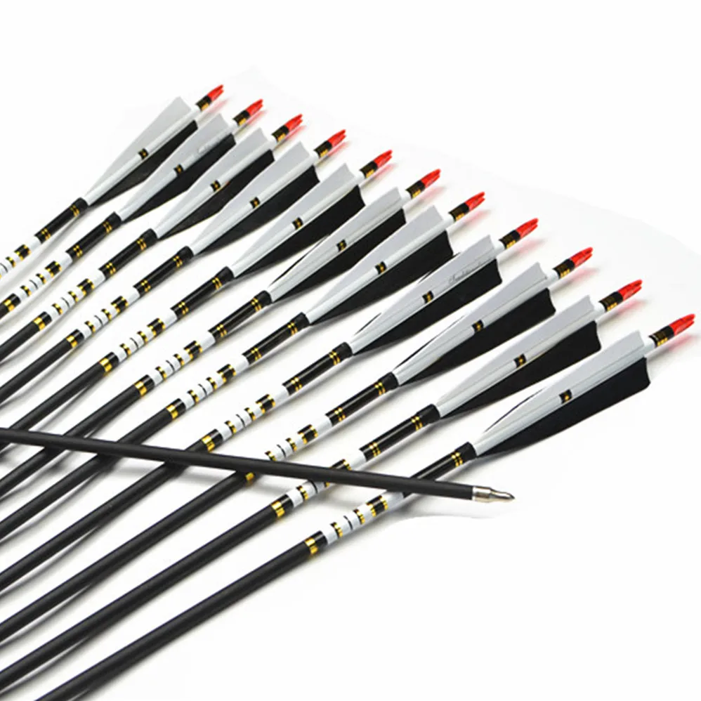 Buy 12Pcs 31" Spine 500 Archery Carbon Arrow For