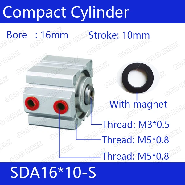 

SDA16*10-S 16mm Bore 10mm Stroke Compact Air Cylinders SDA16X10-S Dual Action Air Pneumatic Cylinder, magnet