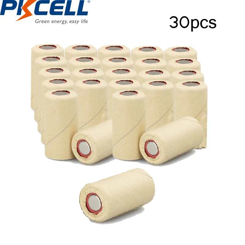 

30pcs PKCELL 2200mah 1.2v nicd sub c rechargeable battery power tool Paper Wrapped (Flat Top) 10C High Drain SC batteries