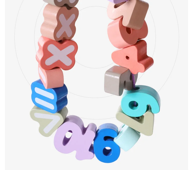 Новые детские DIY игрушки мультфильм фрукты животных цифровые буквы нанизывание резьбы деревянные бусины игрушка Monterssori развивающие для