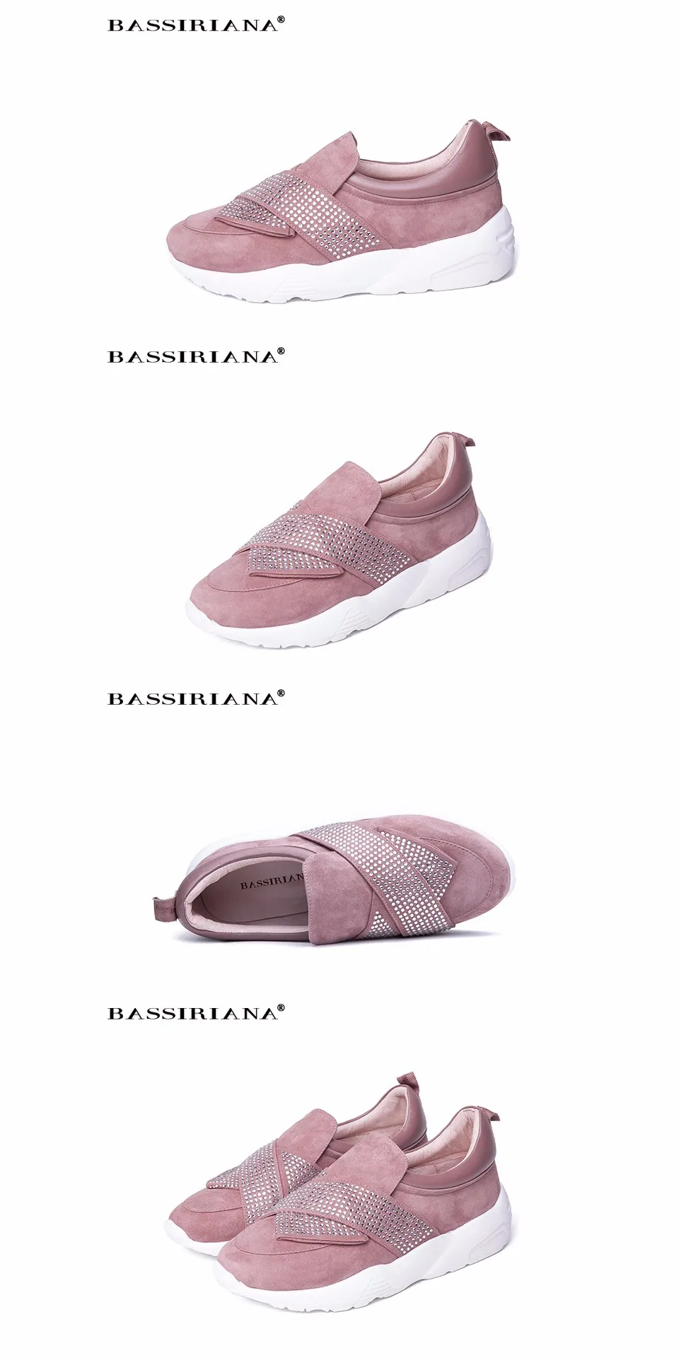 Bassiriana/Новые Натуральная кожа повседневная обувь на плоской подошве женская обувь на платформе без шнуровки белая подошва черный розовый цвета хаки Весна-осень 35-40 размер