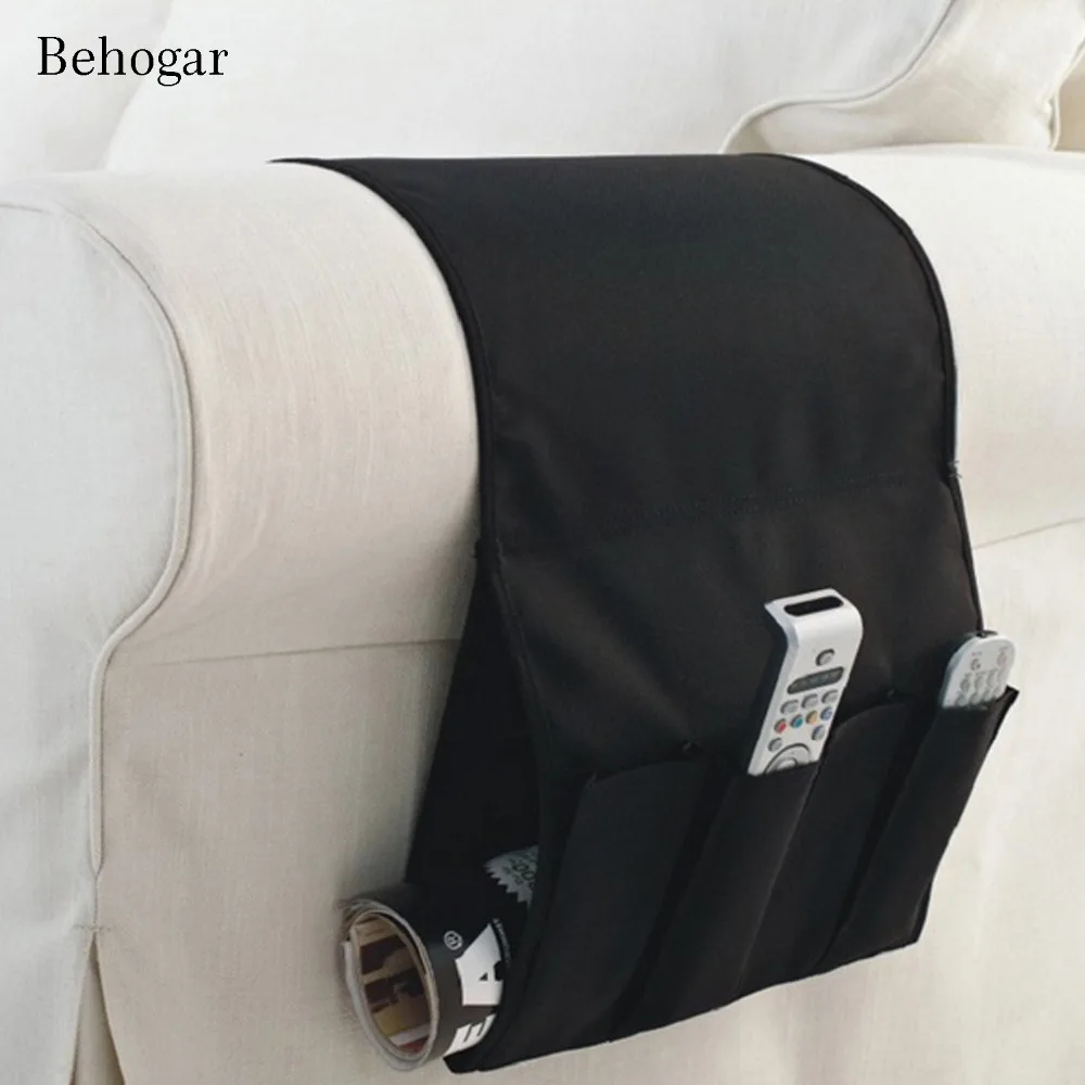

Behogar Oxford Sofa Chair Bedside Storage Organizer Bag Durable 4 Pocket Hanging Holder for Remote Control Phone Tablet Magazine