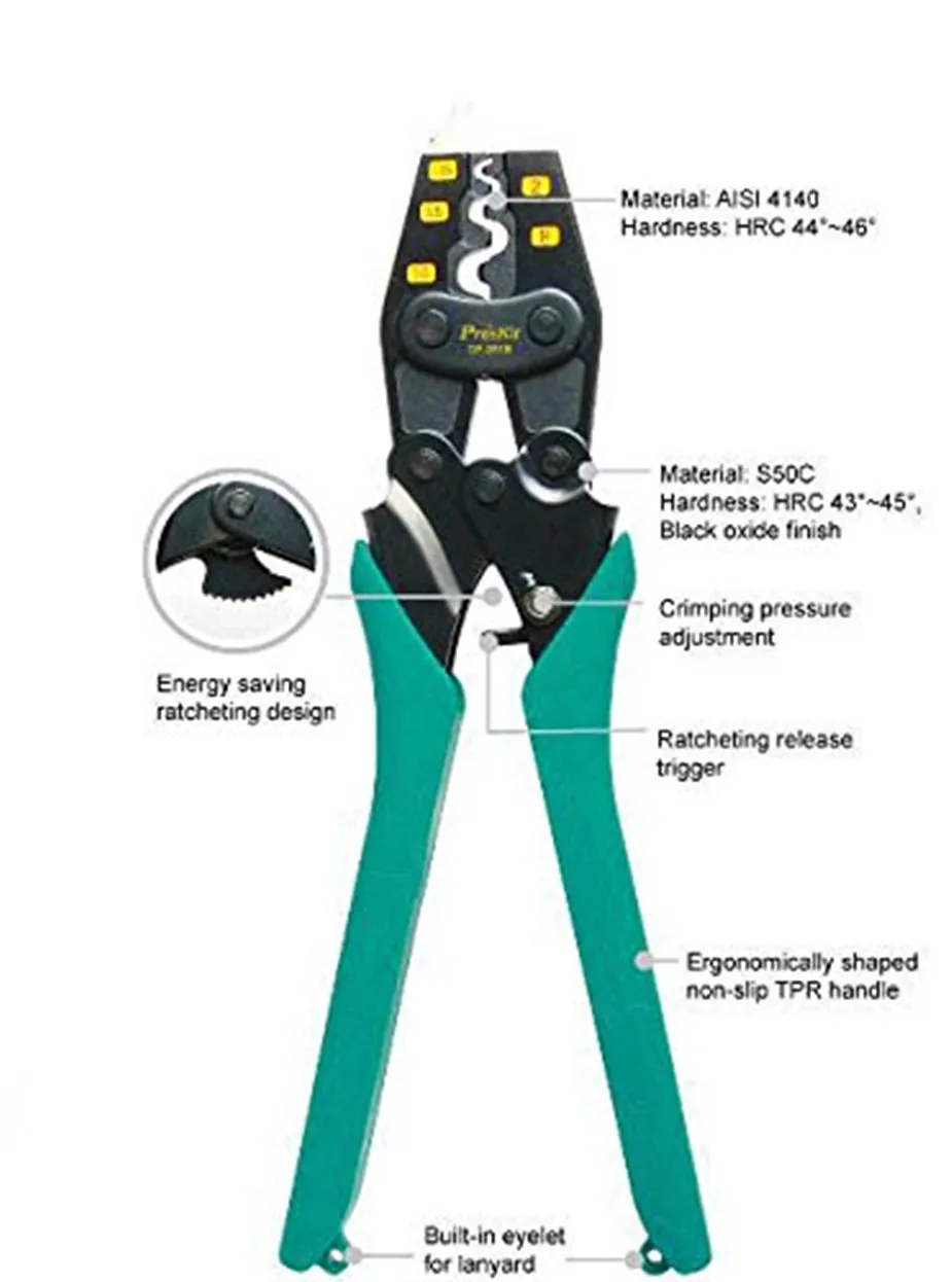 Обжимные Щипцы для наращивания волос pro'skit cp 251b неизолированные клеммы трещотка