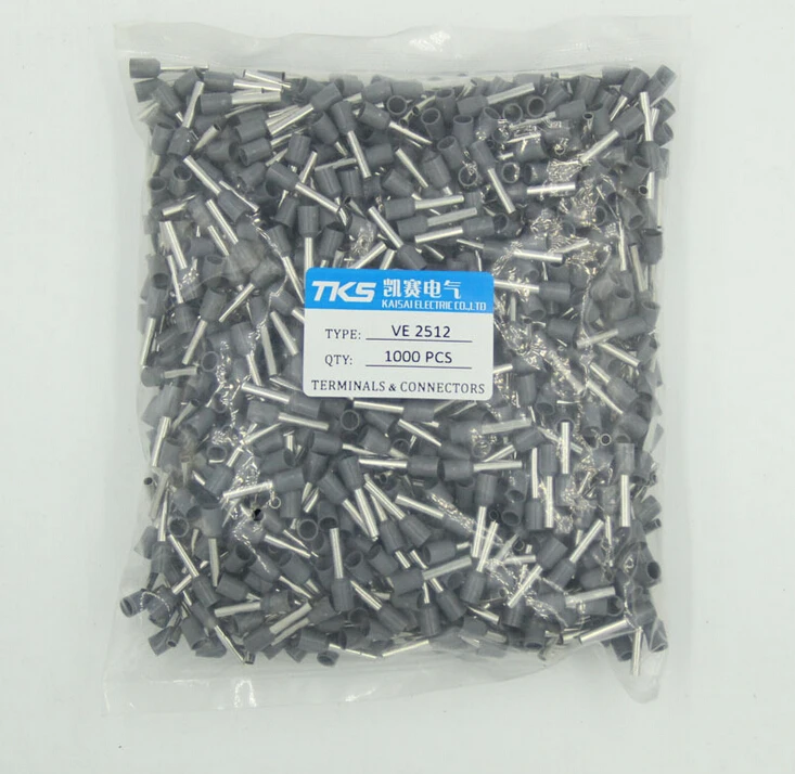

E2512 14 AWG 2.5mm2 Insulated Cord End Terminal block Wire FerrulesTubular terminal connectors