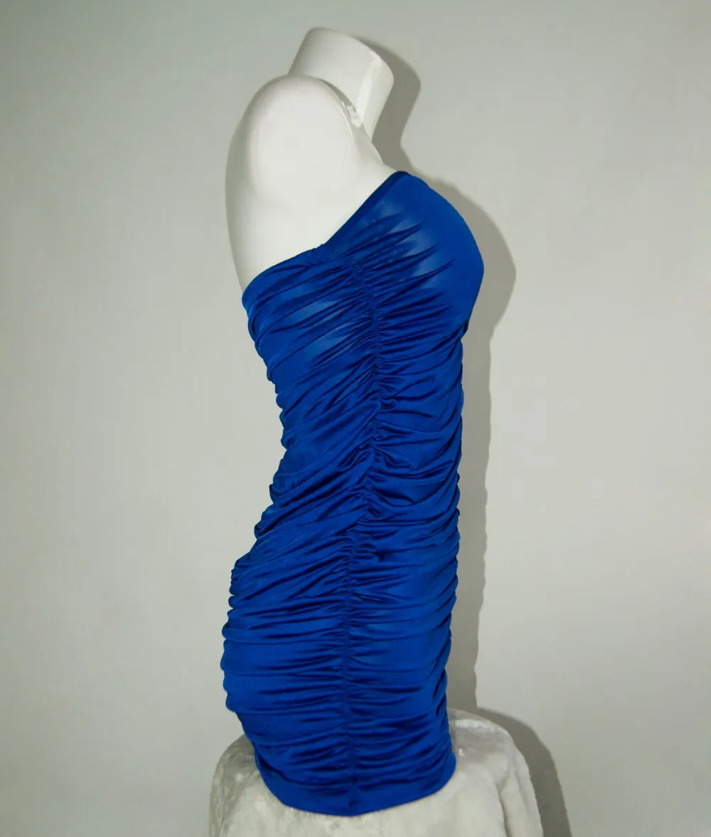 Sexy Women Club Wear 2016 Sexy Above Knee Slash Neck Woman's Tight Dresses Royal Blue Short Women Mini Party Dress W3314B (3)
