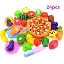 23Pcs/Set Simulation Plastic Fruit Vegetables Cutting Toy with Basket Kitchen Pretend Play Early Educational Toys