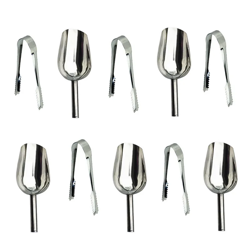 5 pçs/set Multi-propósito Pá Grão Comida Pá de Aço Inoxidável Ice Cream Doces Buffet de Doces Bar Flutuante + 5 Clips