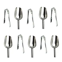 5 pçs/set Multi-propósito Pá Grão Comida Pá de Aço Inoxidável Ice Cream Doces Buffet de Doces Bar Flutuante + 5 Clips