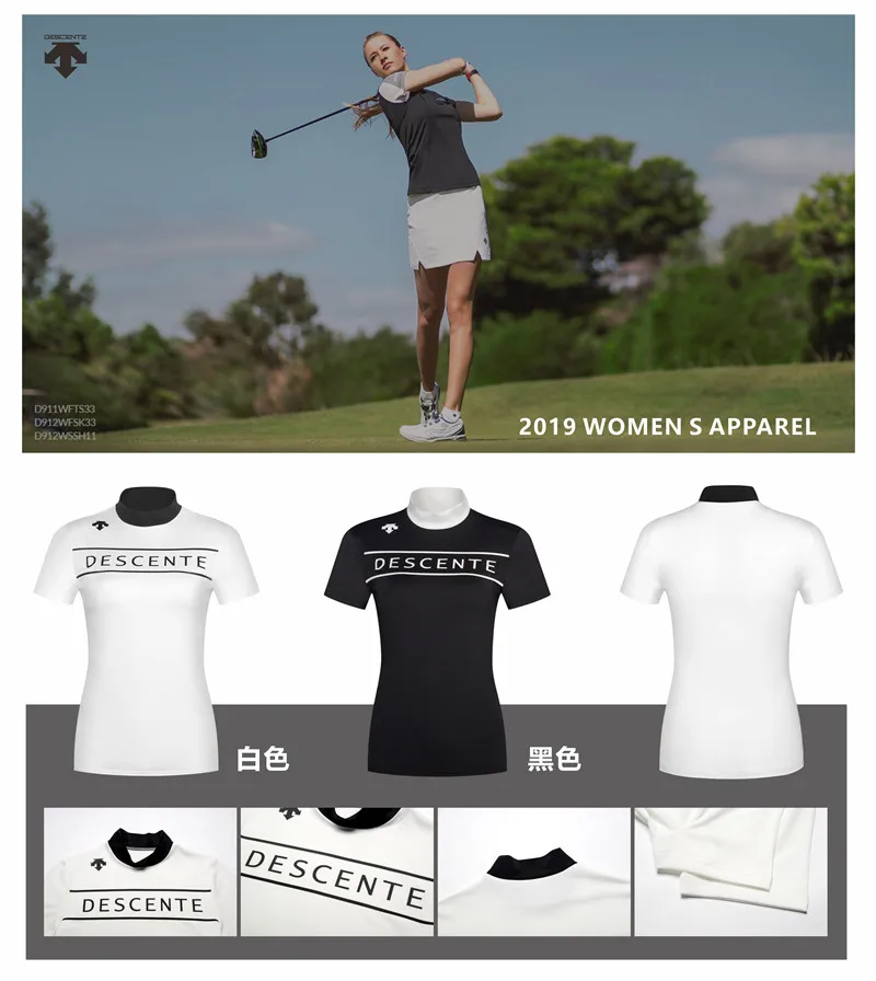 

Women DESCENTE golf T-shirt new Summer Short sleeve T shirt 2 colors Golf clothes Sportswear S-XXL brand Golf slim Jersey
