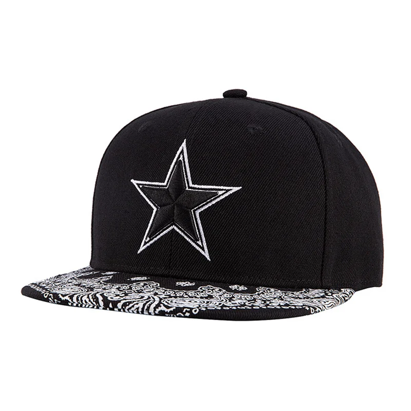 

High Quality Gorras Planas Hip Hop Snapback Cap Canvas Embroidery Printing Five-Pointed Star Hip Hop Cap Baseball Cap