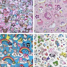 100x148 см Тонкая парусиновая ткань из полиэстера с рисунком животных из мультфильмов, ткань для обивки тканевой ткани для детской занавески, наволочки для подушек