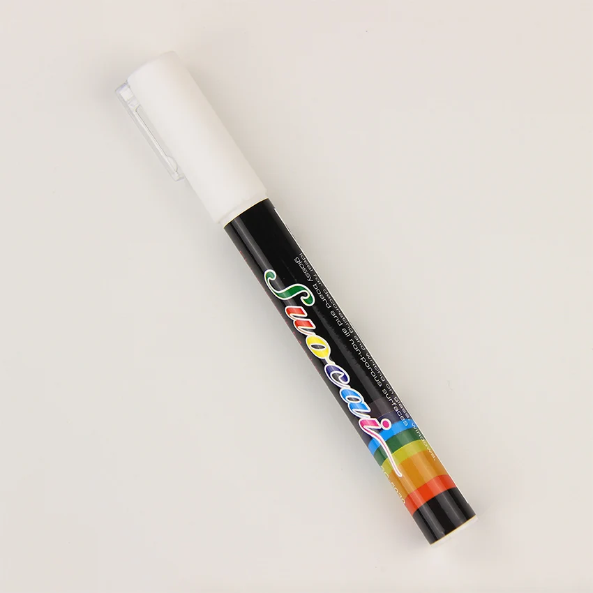 1 шт., 8 цветов, ручка-маркер 3 мм Жидкий Мел флуоресцентные неоновые Маркер СВЕТОДИОДНЫЙ Стекло доска художественный Маркер ручки канцелярские принадлежности - Цвет: White