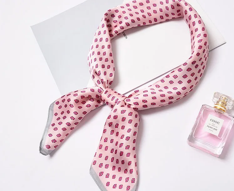 

Yishine 70*70 CM Women Multifunction Polyester Silk Scarf Geometric Triangle Printed Satin Small Square Wraps Scarves Shawl