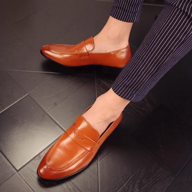 2017 zapatos de vestir negro, zapatos de boda plana mocasines de