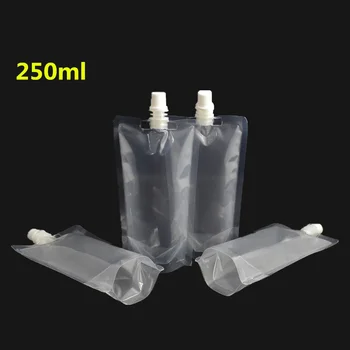 

10*17cm 250ml 300Pcs/ Lot Jelly Clear Poly PE Doypack Storage Bag Juice Milk Liquid Empty Stand Up Plastic Spout Pack Pouch