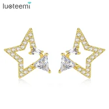 LUOTEEMI брендовые модные сверкающие CZ изысканные серьги-гвоздики в форме звезды для женщин модные ювелирные изделия Pendientes Mujer Moda Рождественский подарок