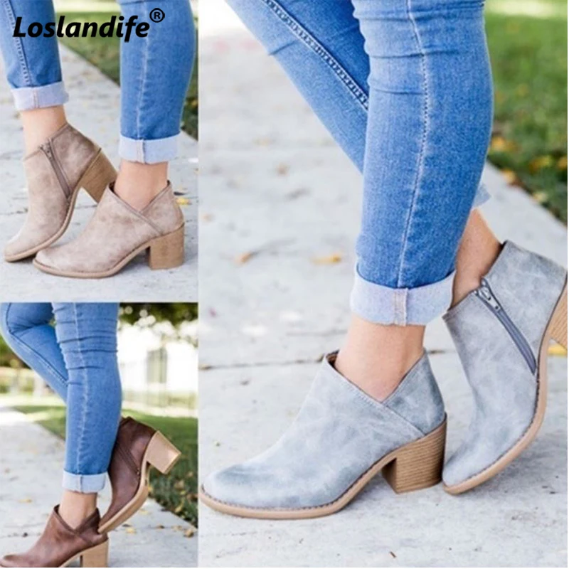 

Women's winter boots woman 2018 female automn for ladies martins shoes plus size low heeled ankle rubber zipper platform boots