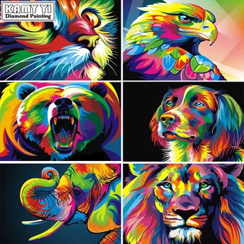 

5D DIY diamond embroidery Colored animals diamond painting Cross Stitch full drill Rhinestone mosaic home decoration HYY