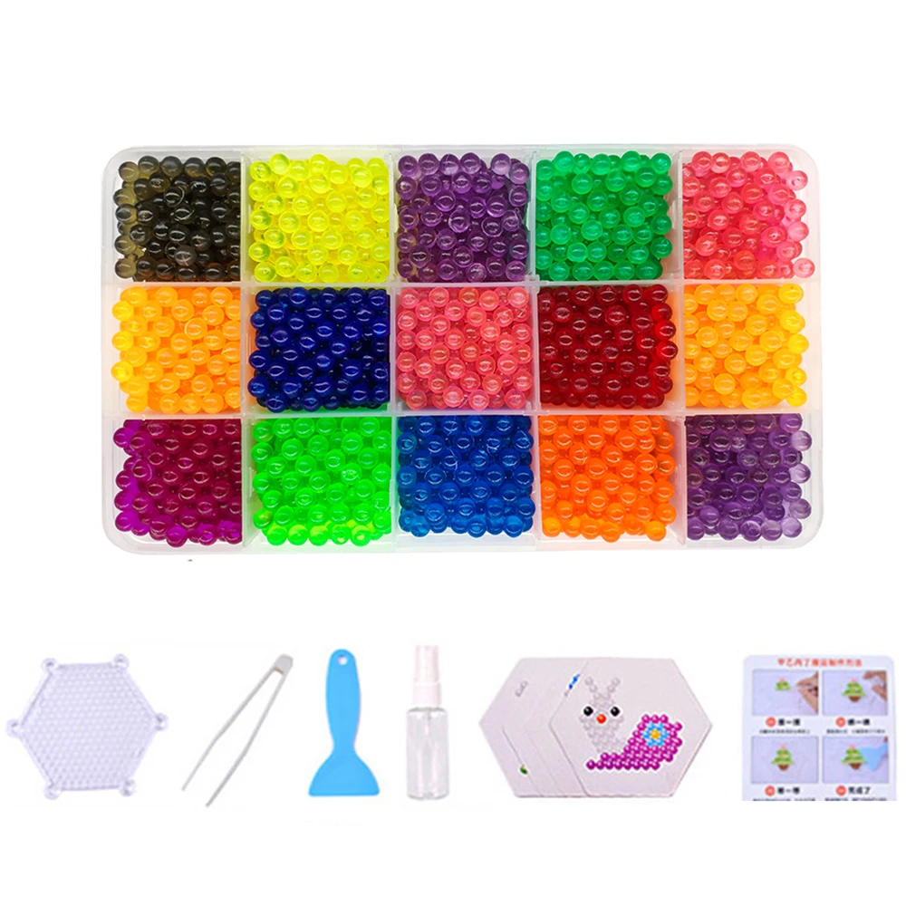 

Crystal 15 color DIY Magic Aqua Animal Molds Hand Making 3D Puzzle Aqua Kids Educational beads Toys for Children