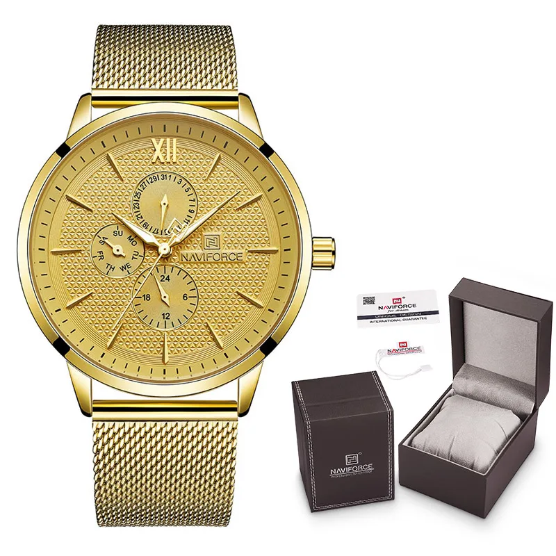 Топ люксовый бренд NAVIFORCE мужские s часы водонепроницаемые часы мужские Стальные кварцевые часы мужские деловые наручные часы с коробкой набор для продажи - Цвет: GG-Box-A