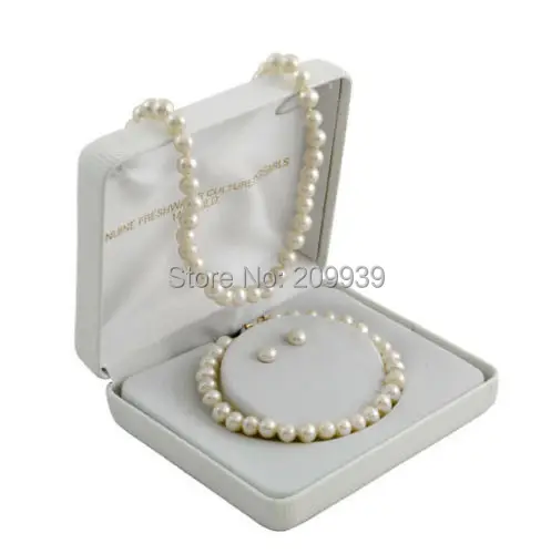 

huij 003592 14K WHITE FRESHWATER PEARL NECKLACE/ BRACELET/EARRING SET