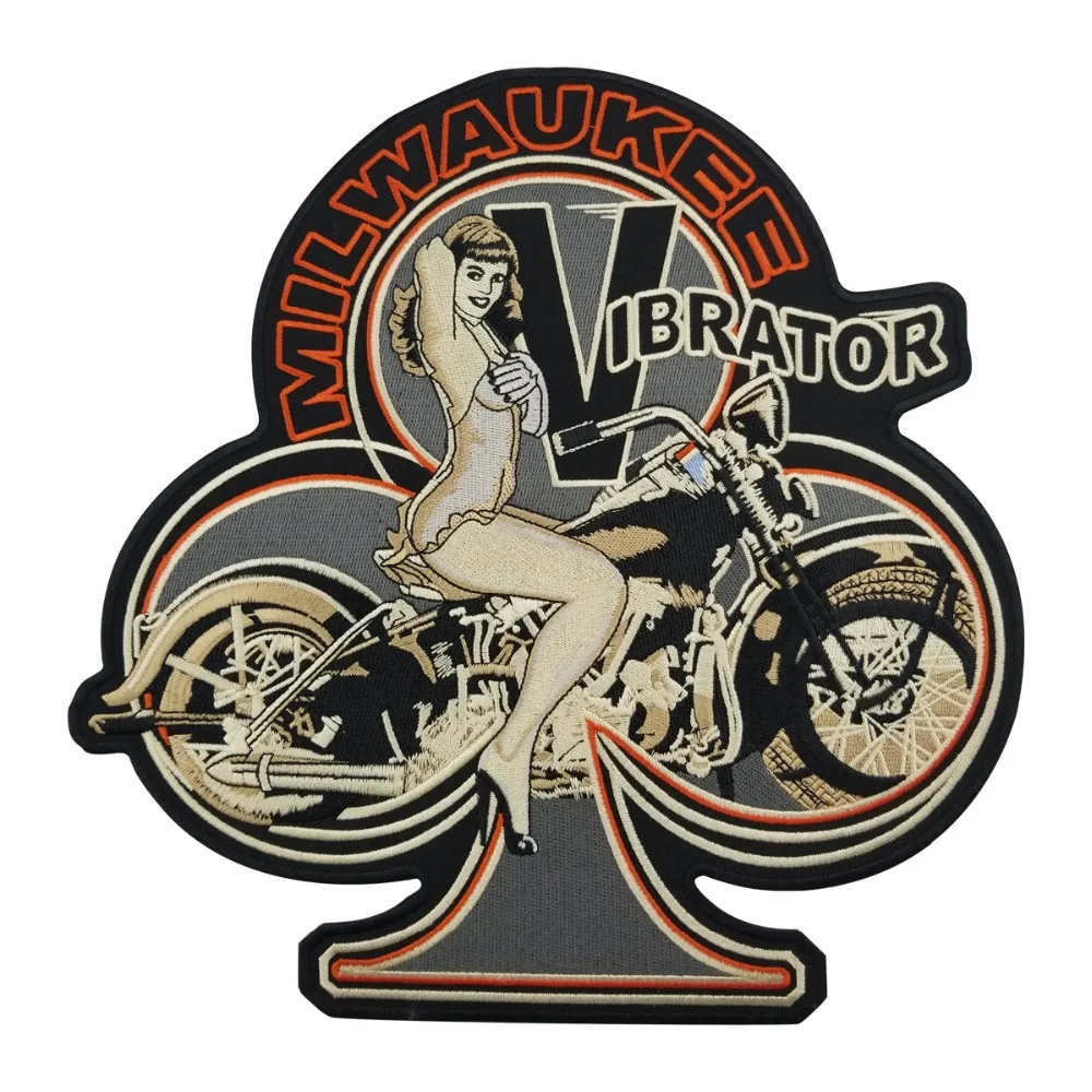 SEXY WOMAN MOTOR Biker Vest Rider Embroidered Iron On Back of Jacket Patch Black twill fabric Free Shipping DIY Eco-Friendly(1)