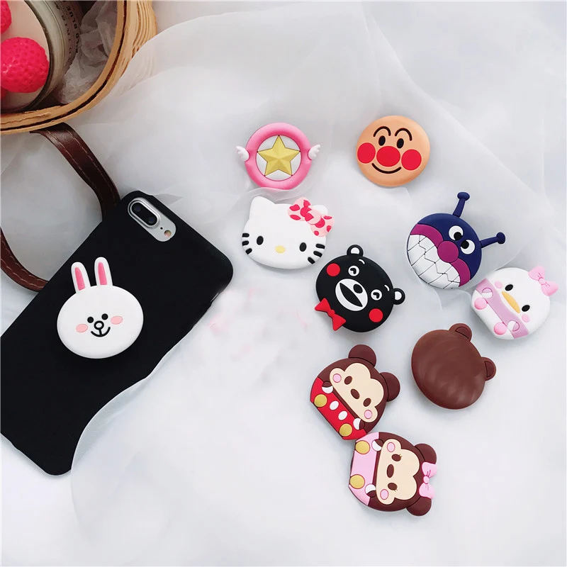 

Universal Phone Stand Bracket Extension Stand Stretch Grip Phone Holder Socket Finger Cute Cartoon Stand for iphone 6S 7 8 X XR