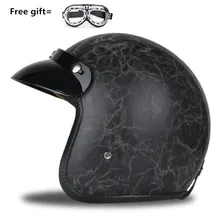 Novo Capacete Da Motocicleta Retro Vintage Couro Sintético Scooter Casco Moto Cruiser Chopper Cafe Racer 3/4 Abrir Rosto Capacete DOT