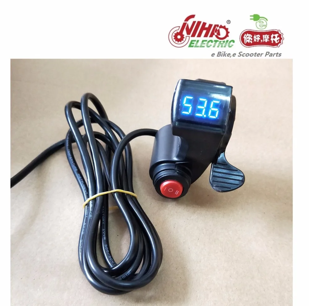 

19 E-BIKE Thumb Throttle with LCD Digital Battery Voltage Display and 3 Speed Switch eBike Bicycle E Scooter Electric ZTECH