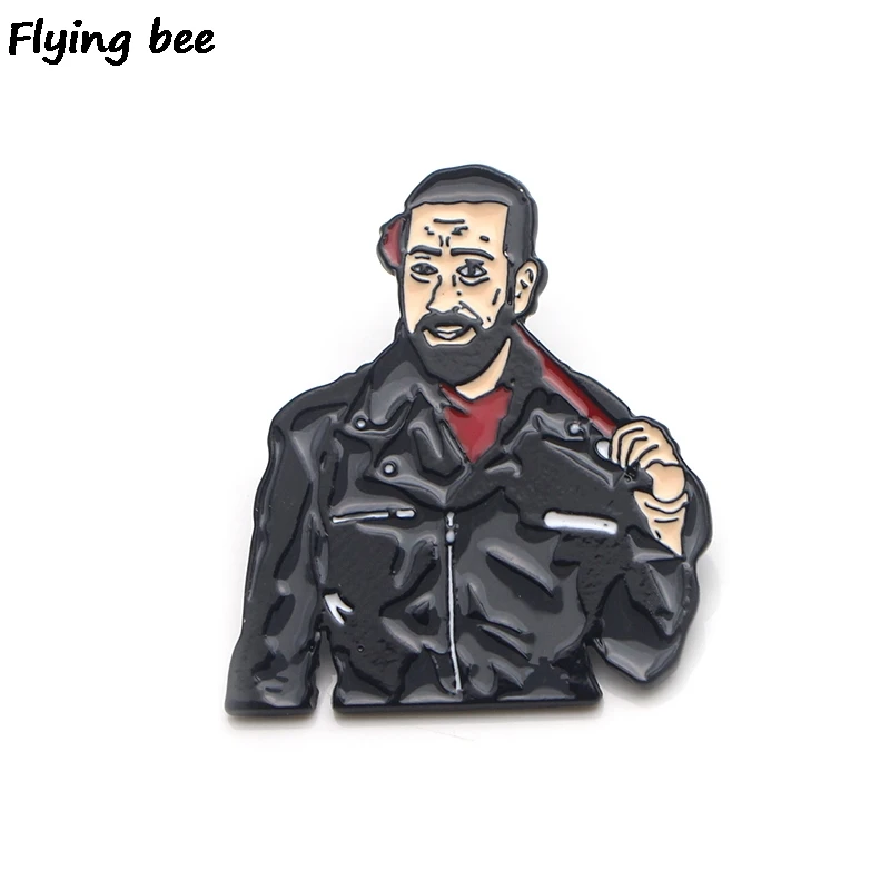 

Flyingbee The Walking dead Negan Brooch Cartoon Enamel Pins For Backpack badge Personality Hat Pin Cool Brooch X0162