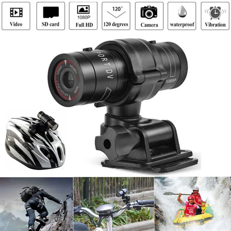 Топ предложения мини видеокамера F9 HD 1080P велосипед мотоциклетный шлем Спортивная мини камера видео регистратор DV видеокамера