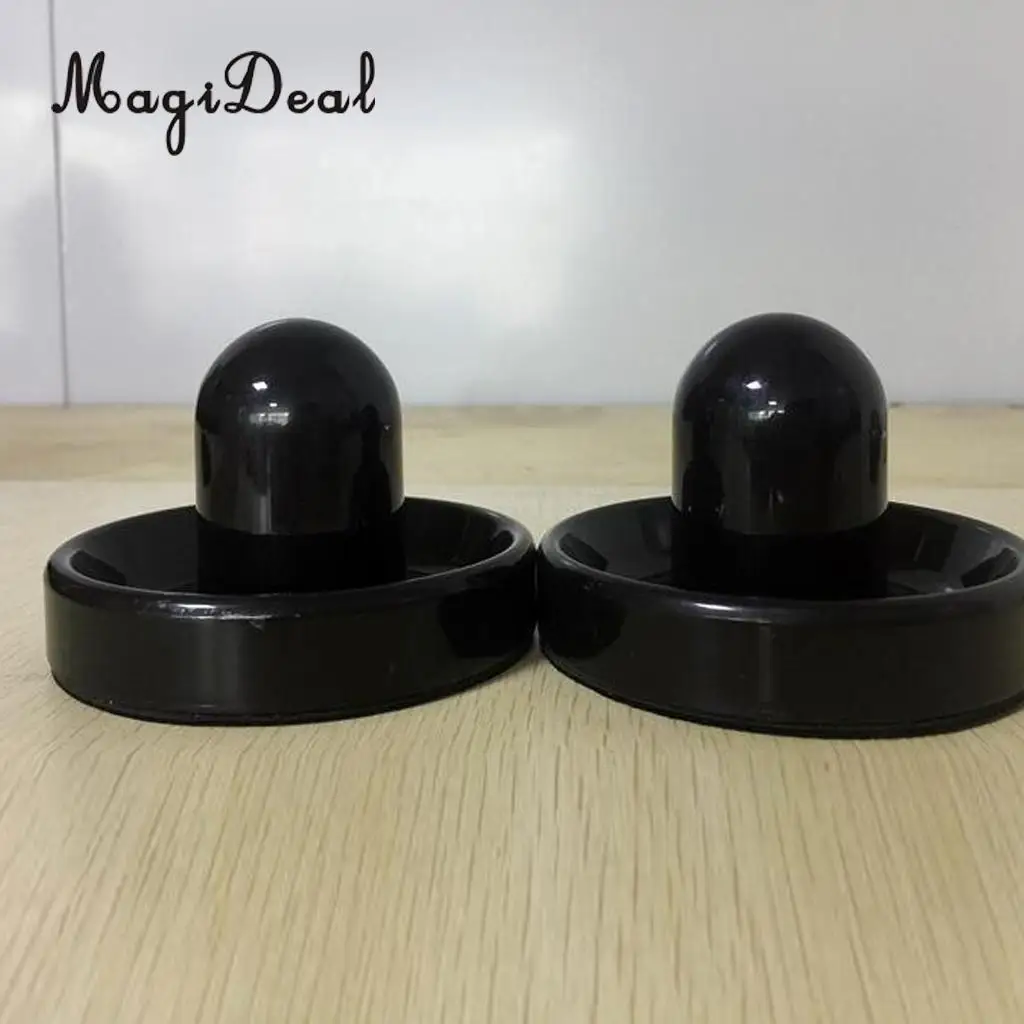 MagiDeal 2 Pieces Air Hockey Felt Pushers Goalie Handles Paddles Replacement Medium Black