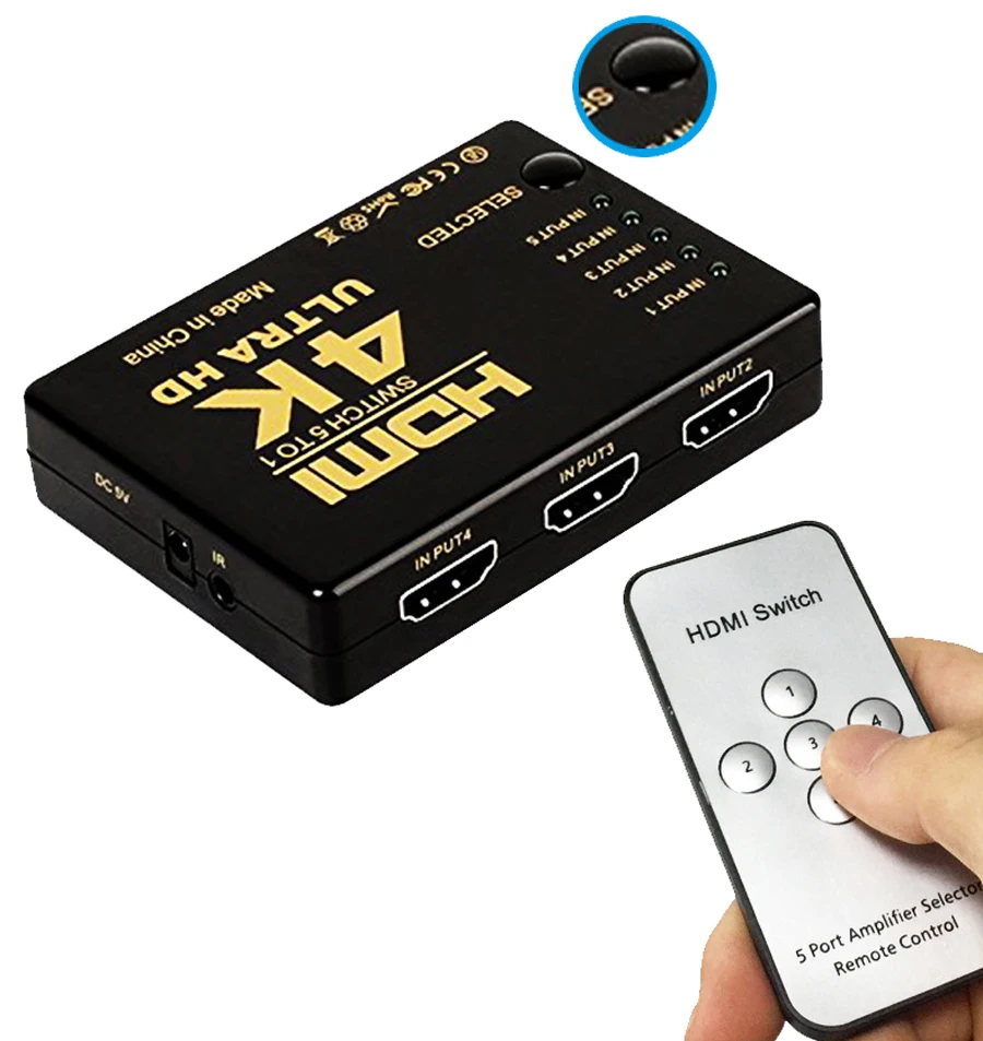 

HDMI Splitter Switch 5 input 1 output Switcher 5X1 for XBOX 360 PS4/3 BD DVD PC Laptop